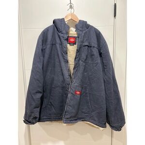 Dickies Mens Sherpa Lined Hooded Work Jacket Navy Blue 3XLT TJ350RYG Broken Zip